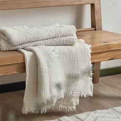 Coperta nappa puro cotone 4 strati garza Solid Sofa Throw morbido coprisedia traspirante asciugamano da letto tessuto per la casa europeo 130*170cm