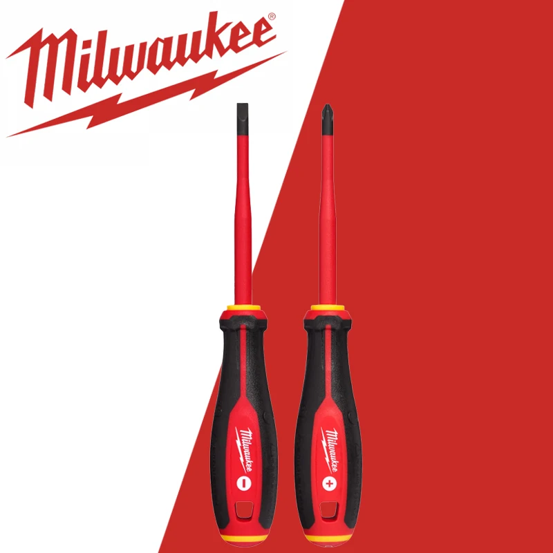 

Milwaukee 48-22-2207 2pc 1000V Insulated Slim Tip Screwdriver Set Labor-Saving Comfortable Grip Handle Power Tool Accessories