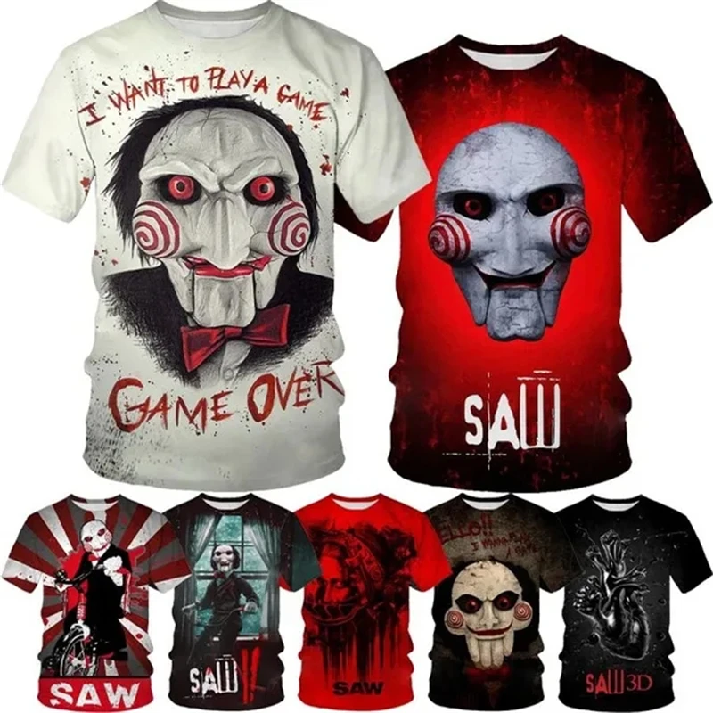 Camiseta con estampado 3D de película de terror de Billy The Billy Is A Puppet - Saw para mujer, camisetas de Anime con patrón de terror, gran oferta de moda