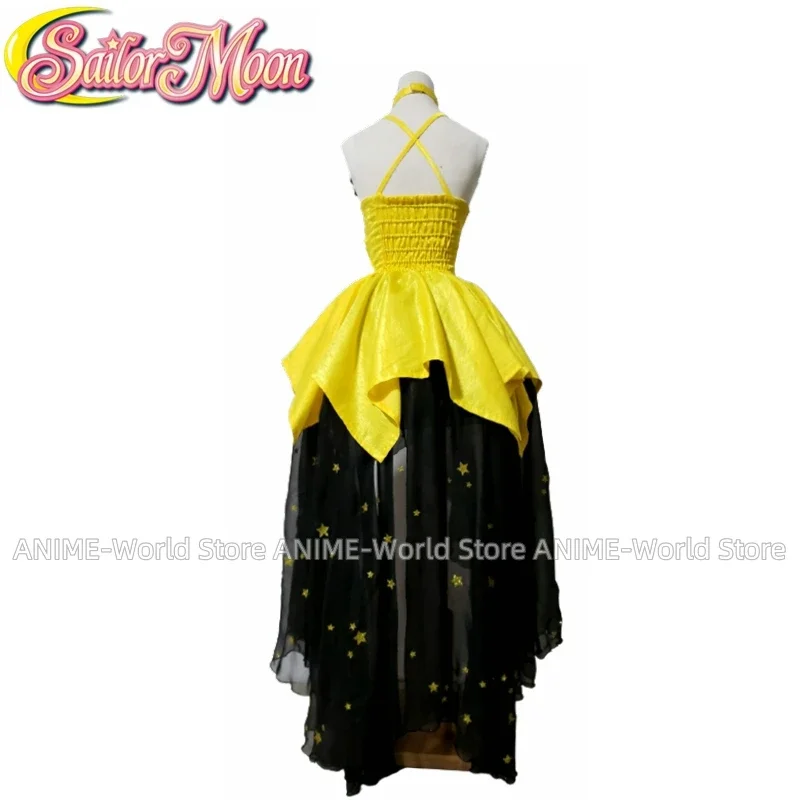 Anime Cosplays Cat Luna Cosplay Costume Yellow Dress Female Christmas Gift Yellow Formal Dress Purple Wig