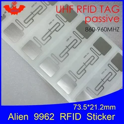 UHF RFID tag sticker Alien 9962 wet inlay 915mhz 900 868mhz 860-960MHZ Higgs9 EPCC1G2 6C smart adhensive passive RFID tags label