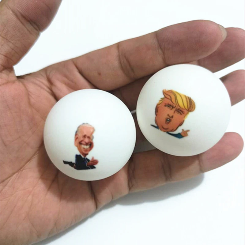 Malathorne ABS Plastic Ping Pong Balls with Comic Portrait of Biden or Trump for Voting, 5 Pcs Table Tennis Balls for Fun