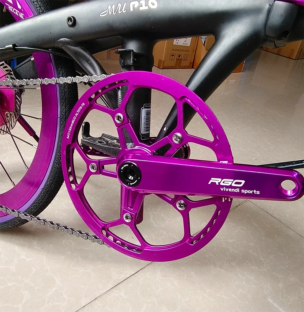 RGO CNC Schmal-Breit-Kettenblatt 130BCD 8-12-Gang Einzelkettenblatt mit Kettenschutzplatte für Brompton P8 P10 Neo Faltrad – Detail 8