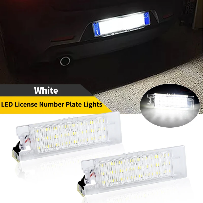 2PCS For Fiat Grande Punto Evo Van Pratico Brava Bravo Cinquecento Croma Doblo Linea Marea White Led License Number Plate Light