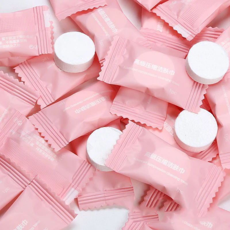 

10/100pcs Compressed Towels Travel In Compressed Bag Suitable For Sensitive Skin Cotton Cleansing Towel Disposable Face Pack