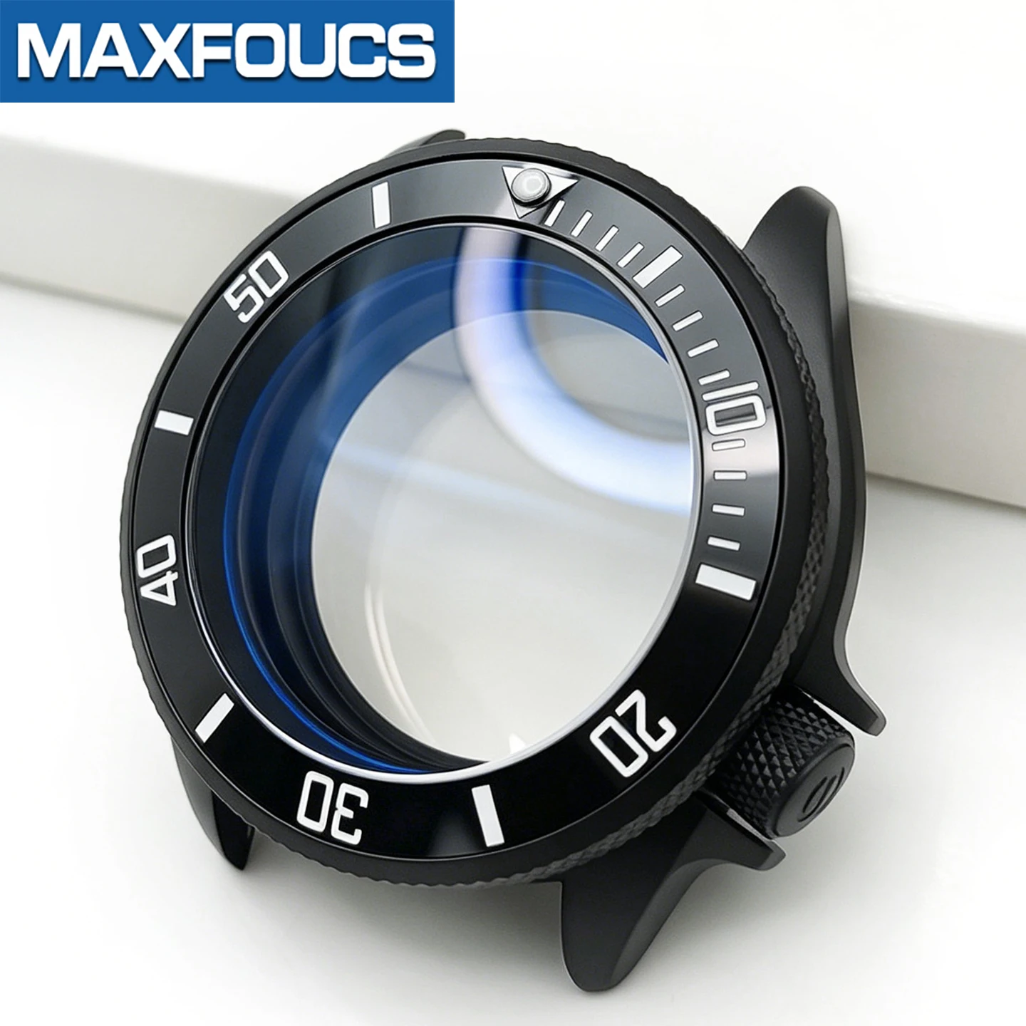 Gerändeltes, mattschwarzes Uhrengehäuse für SKX SKX007 NH35 NH36 4R36 NH34 4-Uhr-Position MOD Stahl Uhrengehäuse Teile Saphirkronen Custom – Detail 10