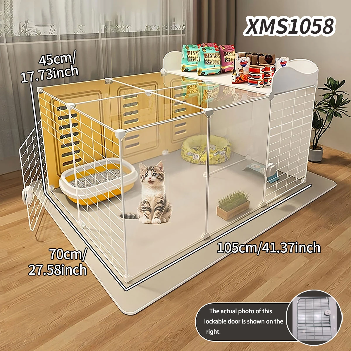 Transparent Cat Cage Enclosure with Large Space, Pet Cage That Can Be DIY Assembled as a Fence for Indoor Kittens and Small Pets to Use for Activities