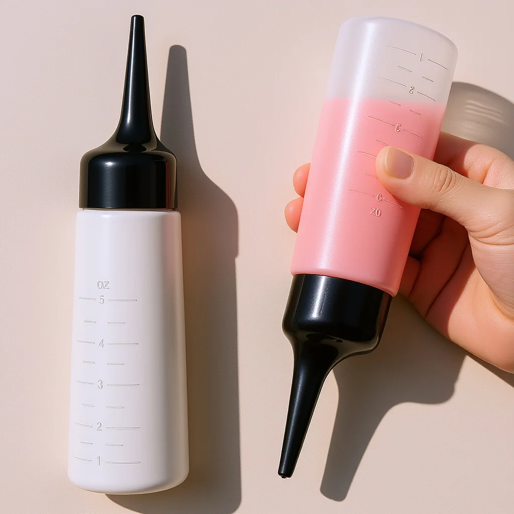 

Hair Dye Applicator 15X5X4Cm With Scale Slant Tip Clear Squeeze Plastic Bottle For Shampoo Color Treatment Empty Applicator