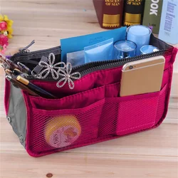 Women Cosmetic Organizer Bag Nylon Travel Insert Organizer Handbag Foldable Large Capacity Insert Bag Liner Makeup Tote