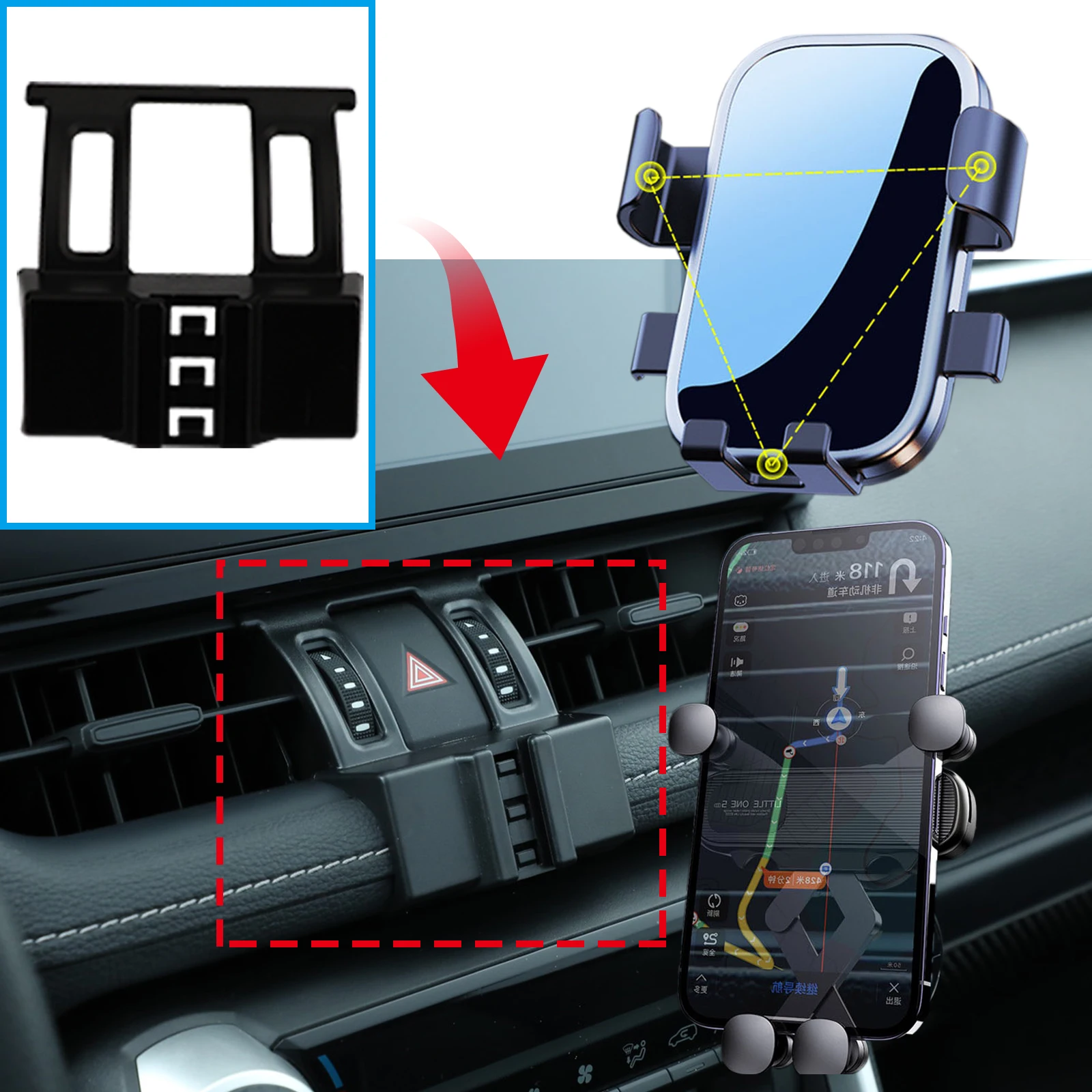 

fit for Toyota RAV4 2019-2024 RAV 4 XA50 Hybrid Custom Fit Phone Holder Mount Dashboard Screen Base No Drill Car​​ accessoires