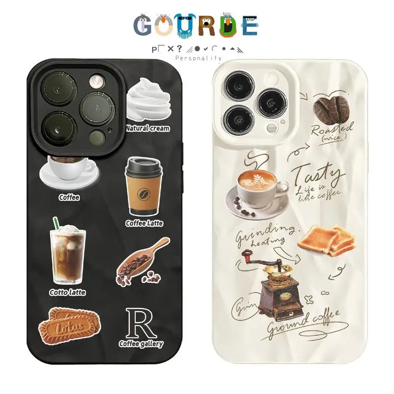 

Gourde Simple casual coffee patterns Phone Case for Iphone 16 15 14 12 13 11 Pro Max IP 7 8 Plus Iphon X XS XR Xs Max