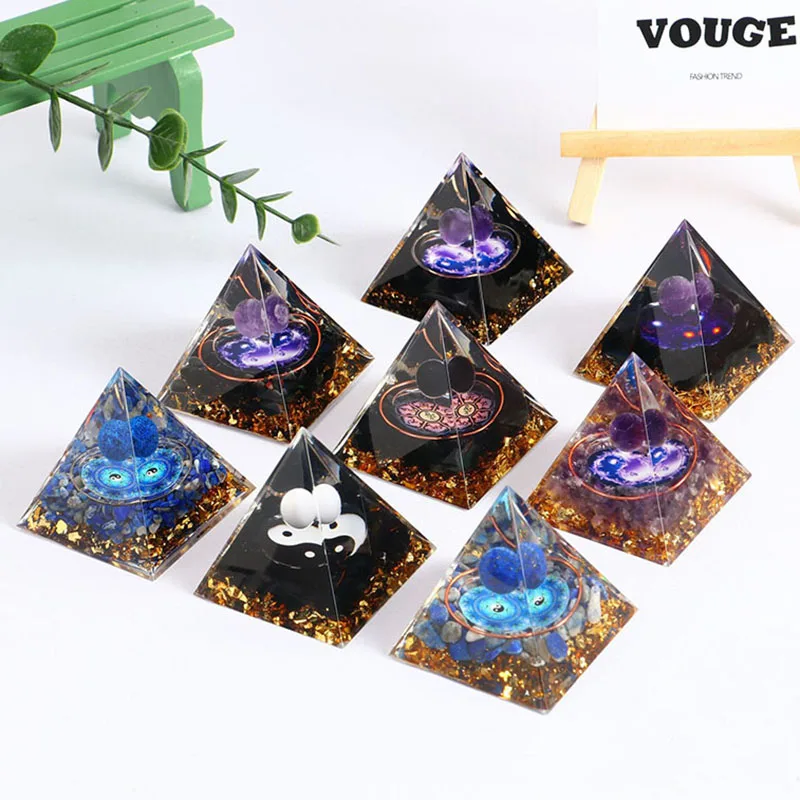 5cm Colorful Energy Resin Zodiac Pyramid the Great ultimate Natural Crystal Orgonite high quality life home decor chinese style