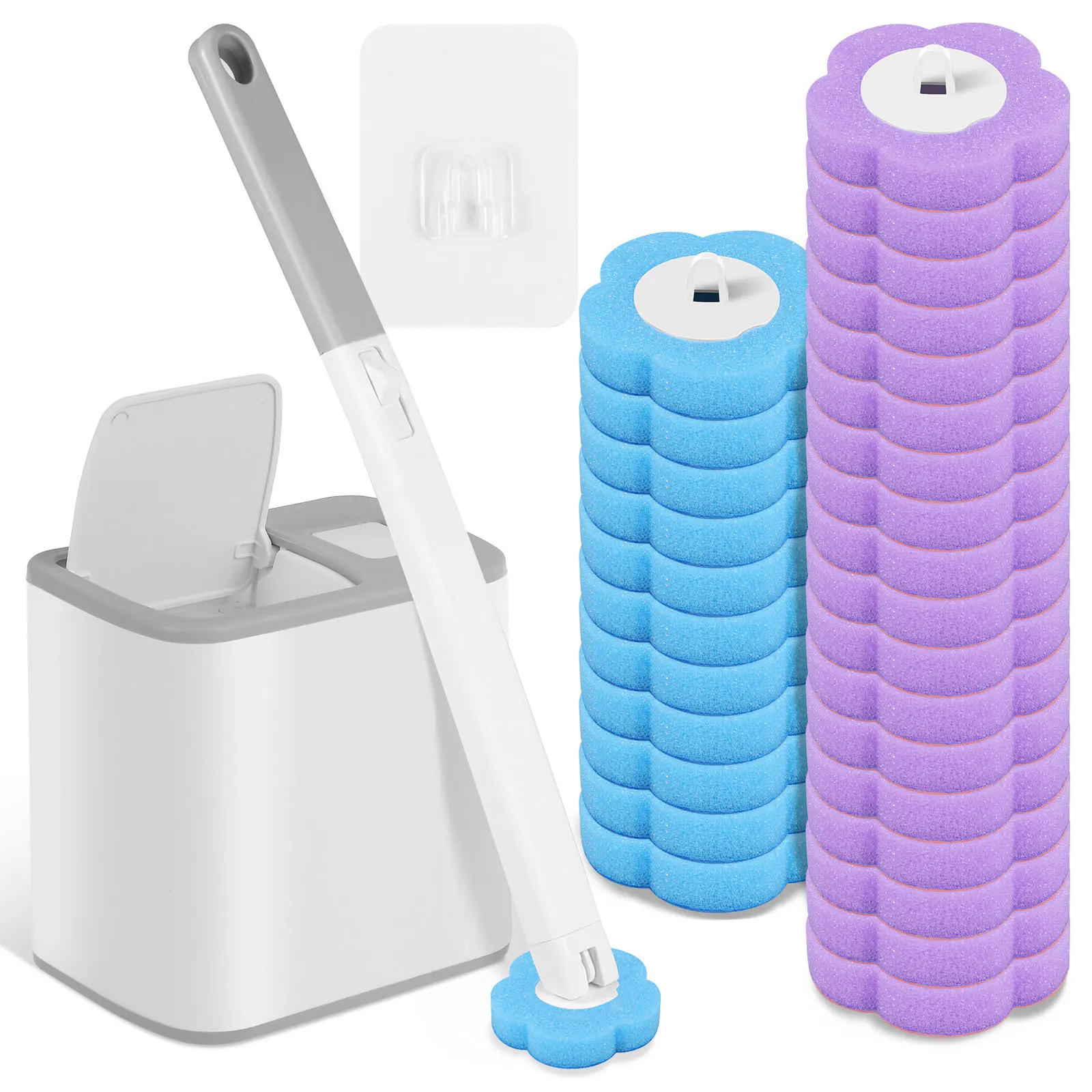 Nieuwe toiletborstel wegwerpreinigingsset vervangende kop lange steel automatische dekselopening toilet wc badkamer gereedschap accessoires