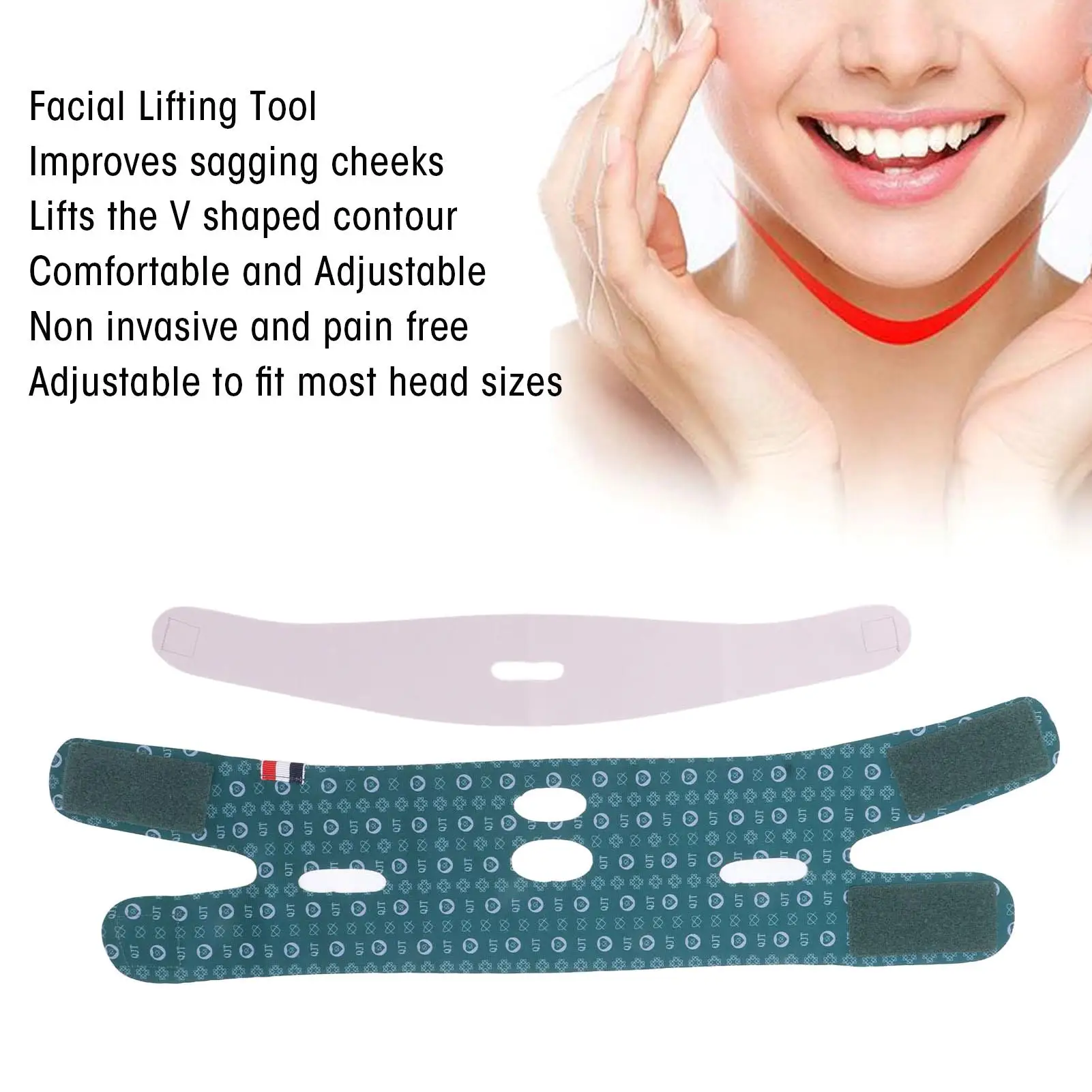 Ultra Thin Double Chin Reducer Strap: Sag Prevention for Office - Soft, Reusable V Shape Face Strap for Men & Women