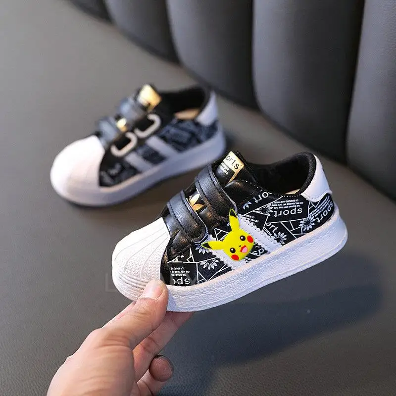 White Sneakers Pokemon Pikachu Children Platform Sport Shoes Girls Height Increase Shoes Boys Black Wedge Heels Sneaker