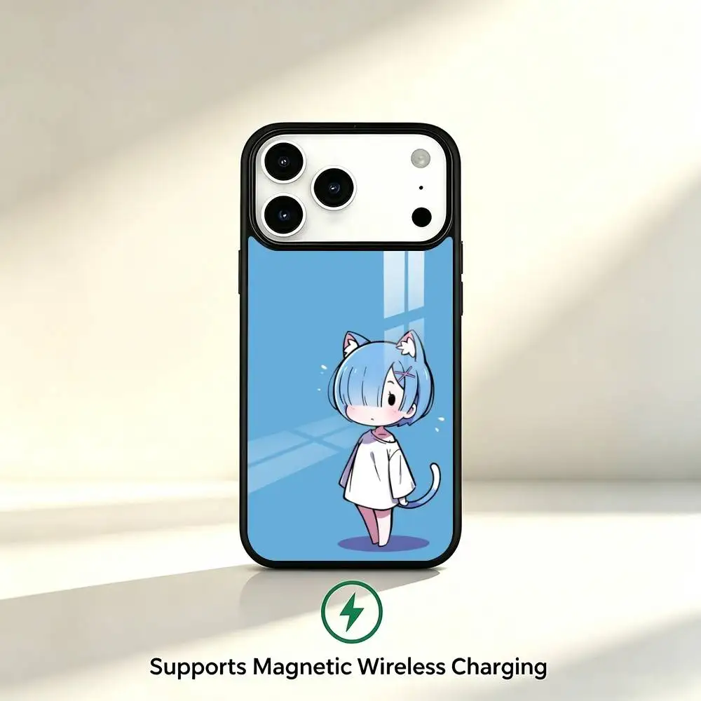 Popular Anime Re Zero Rem Phone Case For iPhone17,16,15,14,13,12,11 Plus,Pro Supports Magnetic Wireless Charging