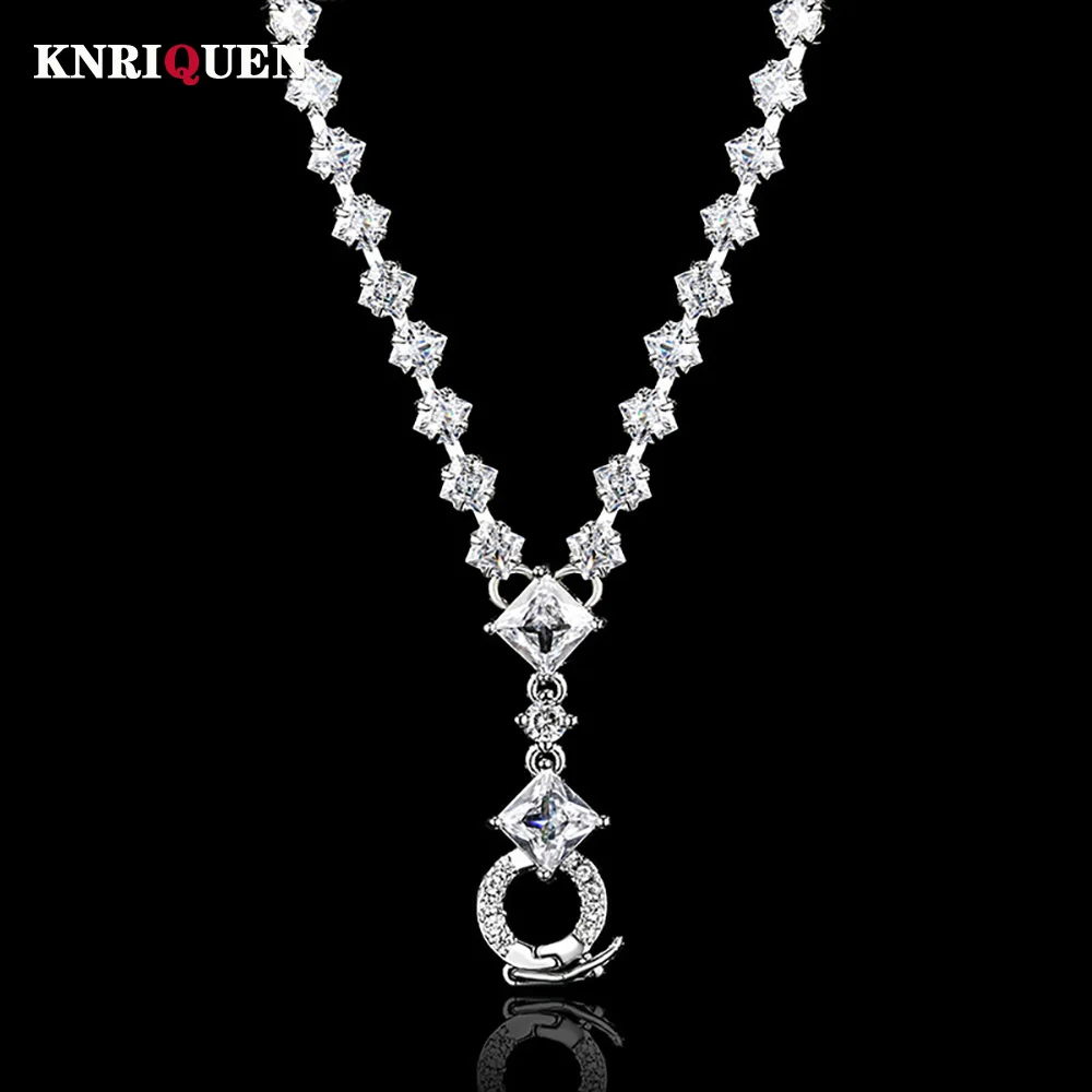 Neue Luxus 45 + 5 cm High Carbon Diamant Alle-Spiel Kette Halskette für Frauen Funkelnden Hochzeit Party edlen Schmuck Zubehör Geschenk
