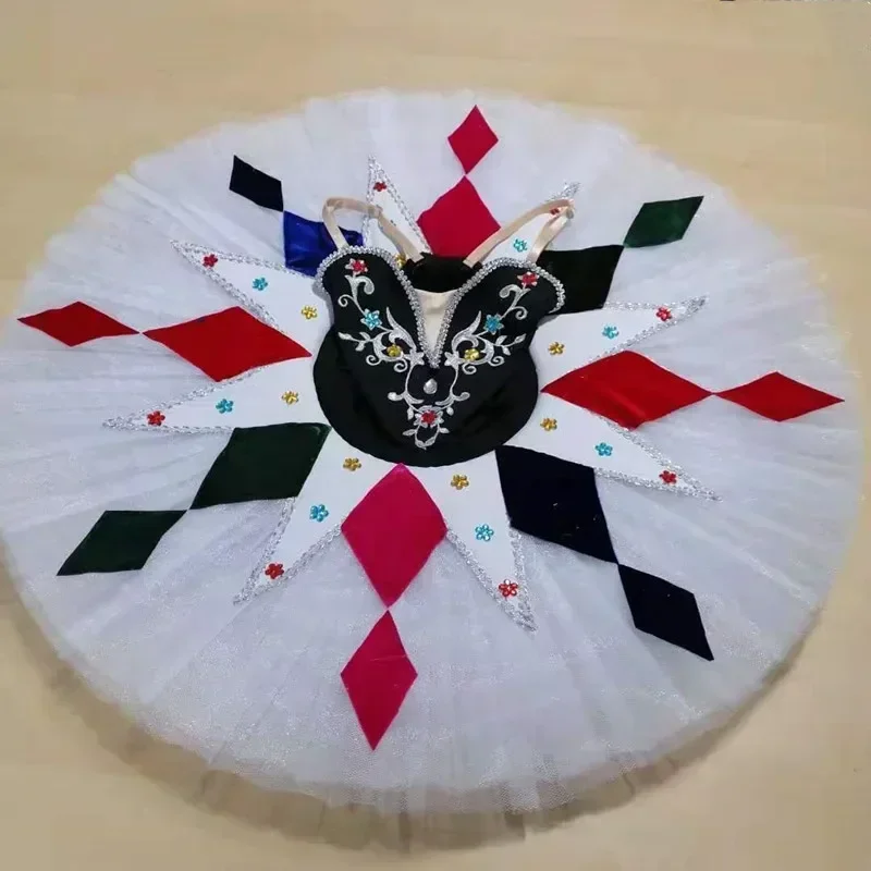 Tutu de Ballet professionnel pour enfants et filles, Tutu de crêpes Harlequinade pour adultes, Costumes de Ballet classiques multicolores, robe de ballerine