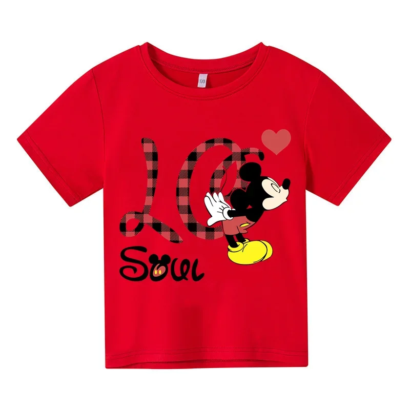 Disney Mickey Mouse T-shirt Short Sleeve Cartoon Comics Anime Children's Clothing Kids Girls Boys Sports Casual short sleeve bab