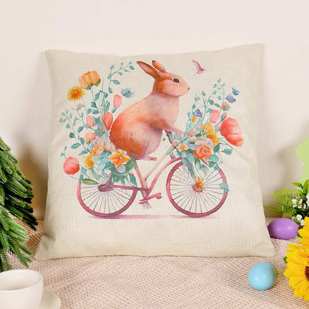 

Cute Throw Pillow Covers Easter Rabbit Decorative Pillow Cover for Sofa 44x44cm Cute Cartoon Bunny Riding Throw Pillow Case Home