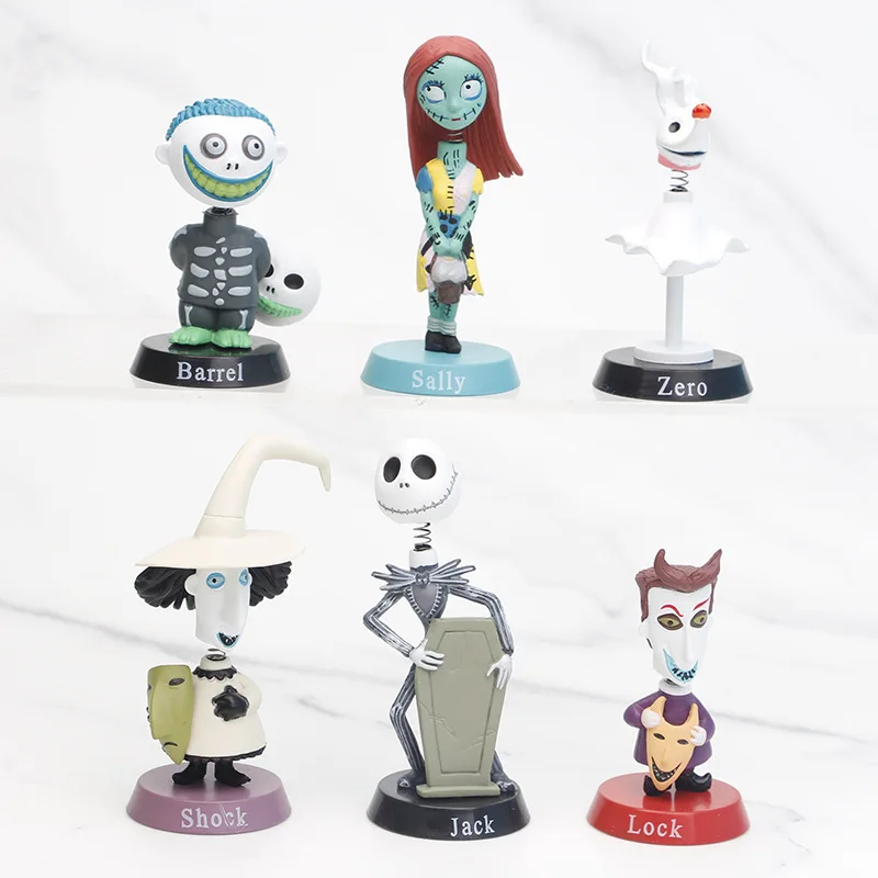 6 Pcs The Nightmare Before Christmas Sally Skellington Jack Action Figure Halloween Decoration Toy PVC Model Vinyl Figurine Gift