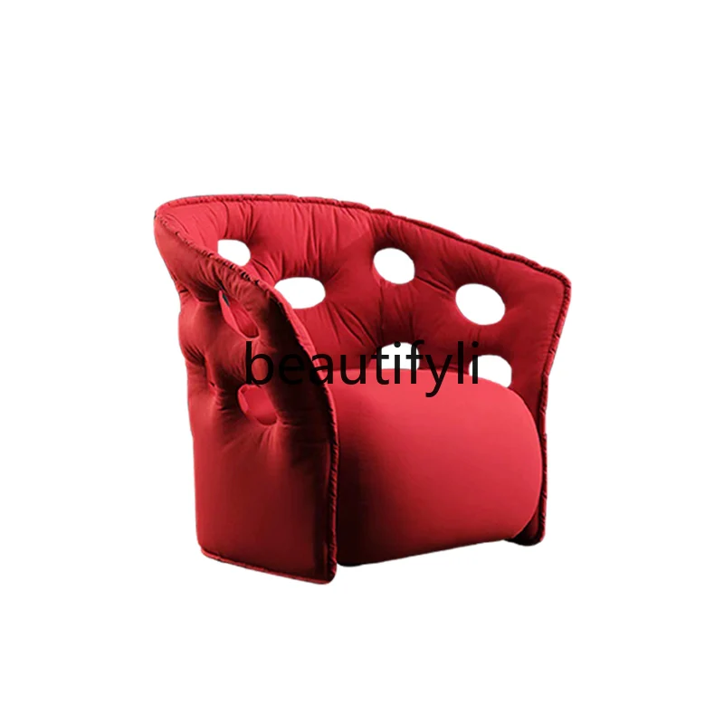 

Nordic light luxury home, fiberglass hollow backrest special-shaped single chair negotiation chair