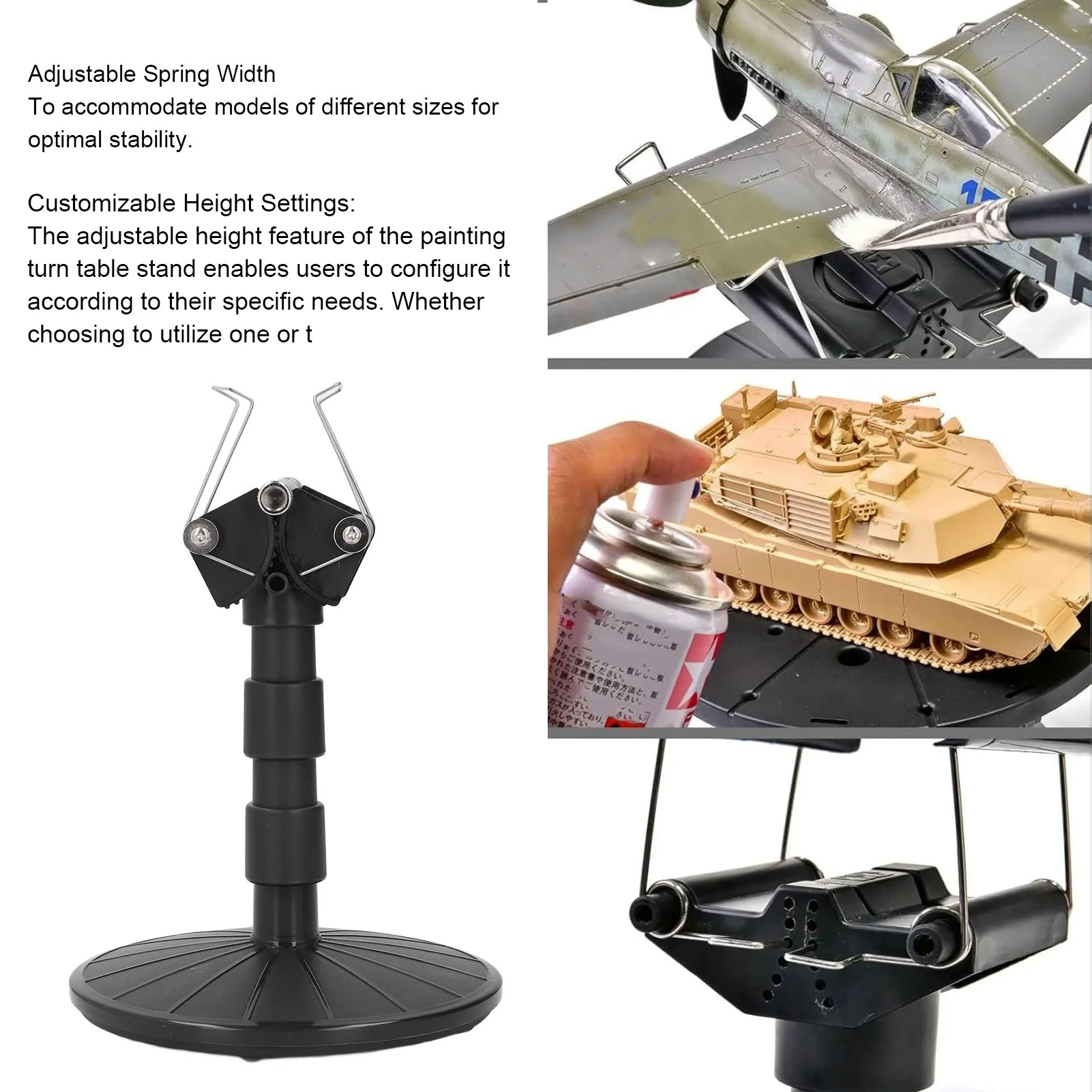 

Spray Work Painting Stand Easy Using Painting Turn Table Stand Adjustable Spring Width Elevated Design for Airplane Models