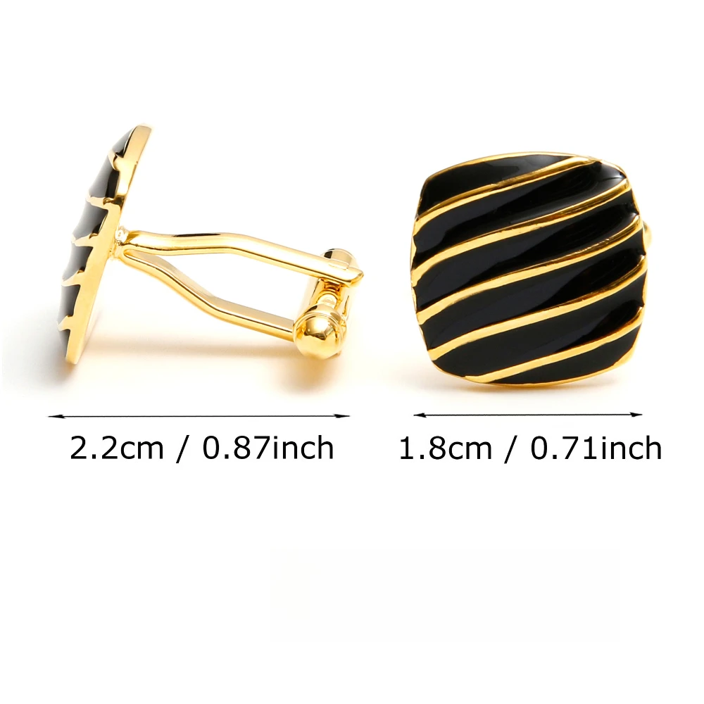 Tri Color Square Striped Enamel Cufflinks Golden Edging Business Dress Shirt Decoration Multi Color Optional Men's Cufflinks