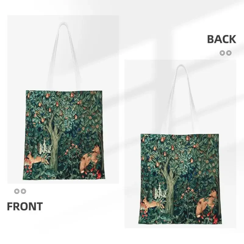 Custom Fox And Hares By William Morris Shopping Canvas Bag Women Durable Grocery Floral Textile Pattern Tote Shopper Bags