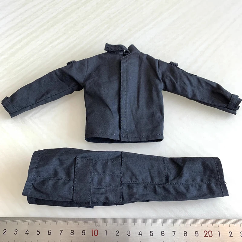 Uniformes de combate Swat negros y azules a escala 1/6, conjunto de pantalones y abrigo, modelo para cuerpo de 12 pulgadas, accesorios DIY