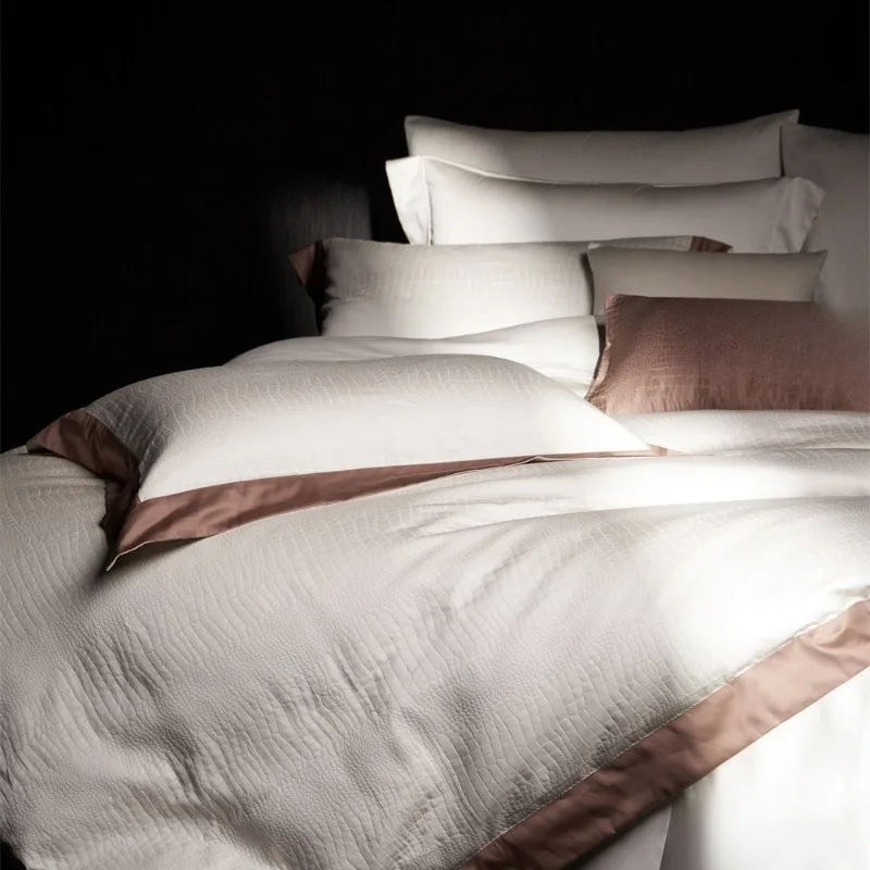 Four-piece cotton thick woven jacquard quilt cover, high-grade texture model room bedding