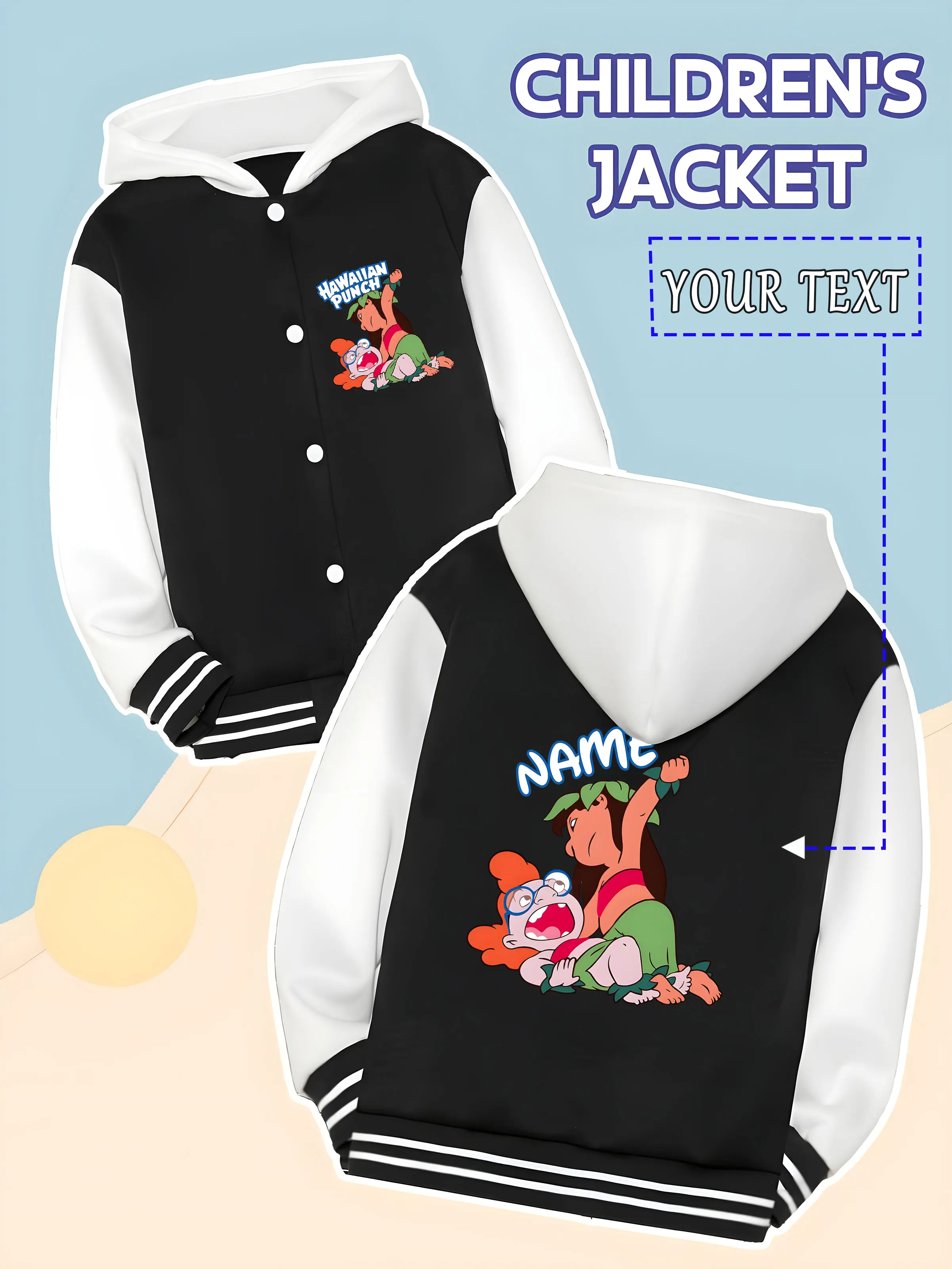 

MINISO Disney The Croods collaboration kids' baseball jacket - featuring a playful image of the Croods, unique and playful, perf