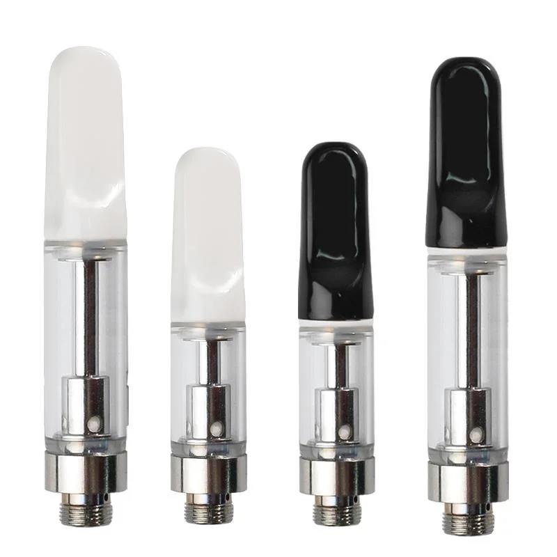 10pcs TH205 Vape Cartridges 0.5ml 1.0ml CC-ell Atomizers Ceramic Coil Carts Gold/Silver/Wood Drip Tips 510 Thread Thick Oil Tank