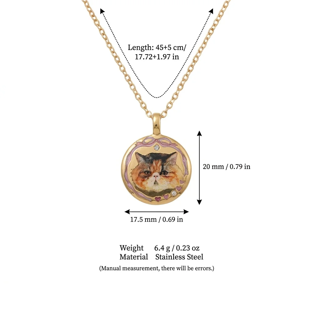 Edelstahl-Halskette mit schlichtem und niedlichem Katzen- und Hundemotiv, vergoldet und farbbeständig für Damen. – Detail 5