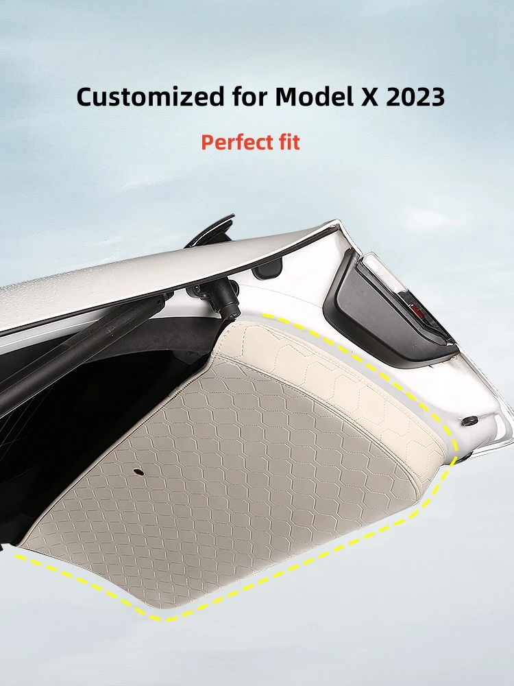 For Tesla Model X 2023 Rear Trunk Tailgate Anti Kick Pad Leather Scratch Resistant Trunk Boot Protective Pad Accessories