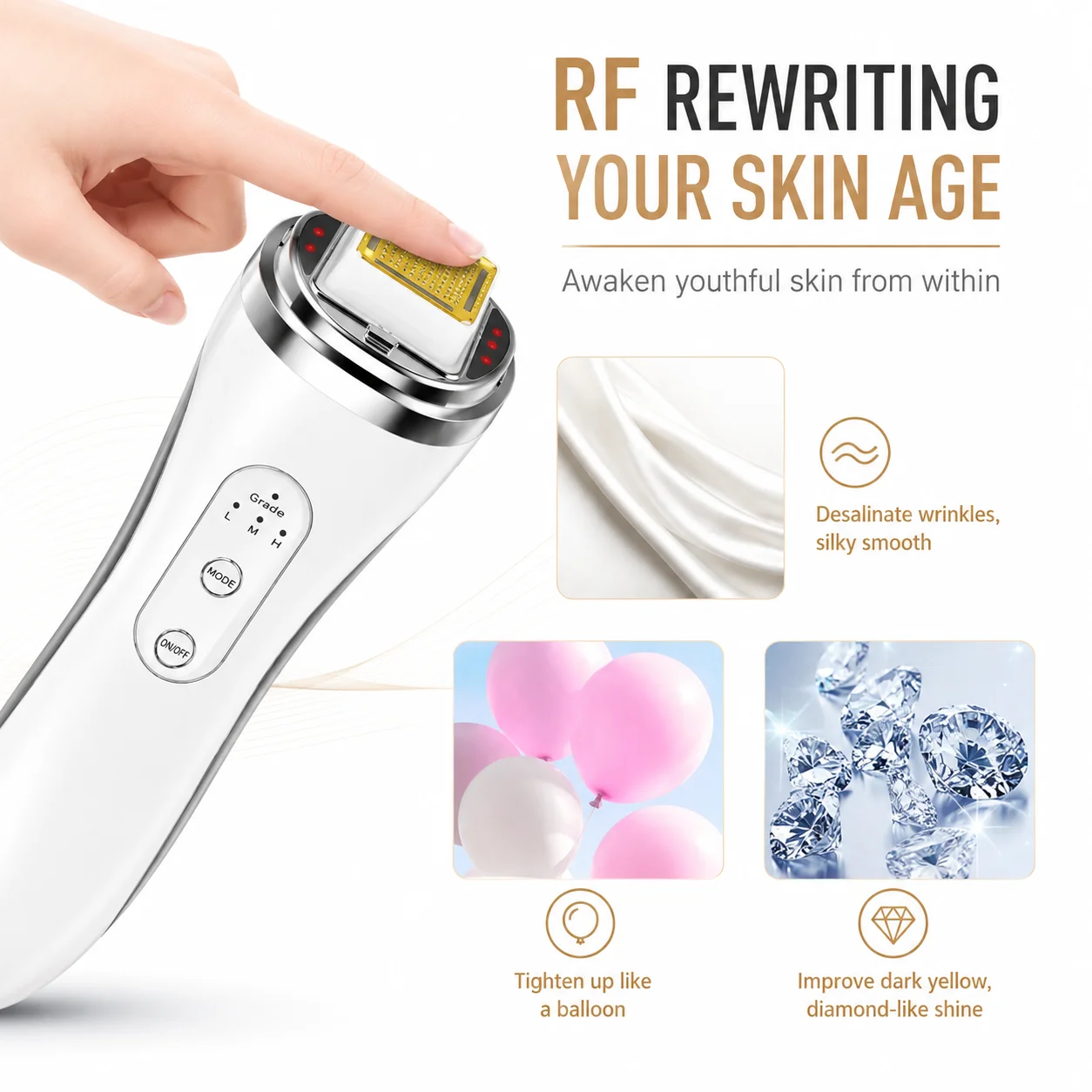 Radio Frequency RF Face Wrinkle Removal Anti-aging Skin Tightening  Facial Massage Rechargable Body Slimming Lose Weight Device