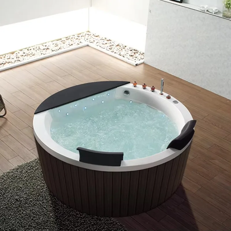 

Deluxe Modern Design Outdoor Round Waterfall Bathtub SPA High-End Massage for 2 Soaking Air Massage Hotel Apartment