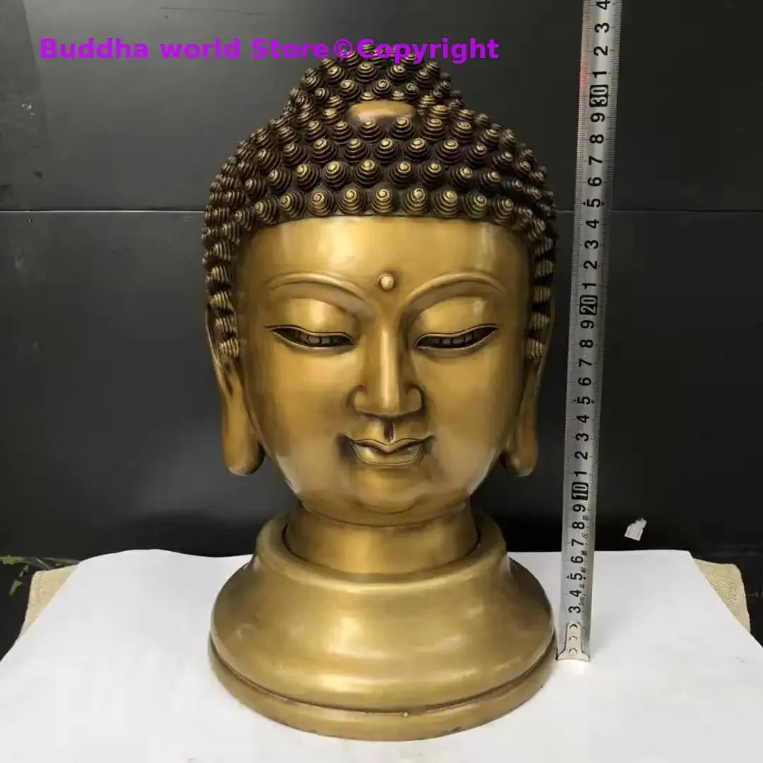 Large Southeast Asia Thailand copper Decorative buddha head Statue living room Company GOOD LUCK SAFETY Sakyamuni BUDDHA Statue