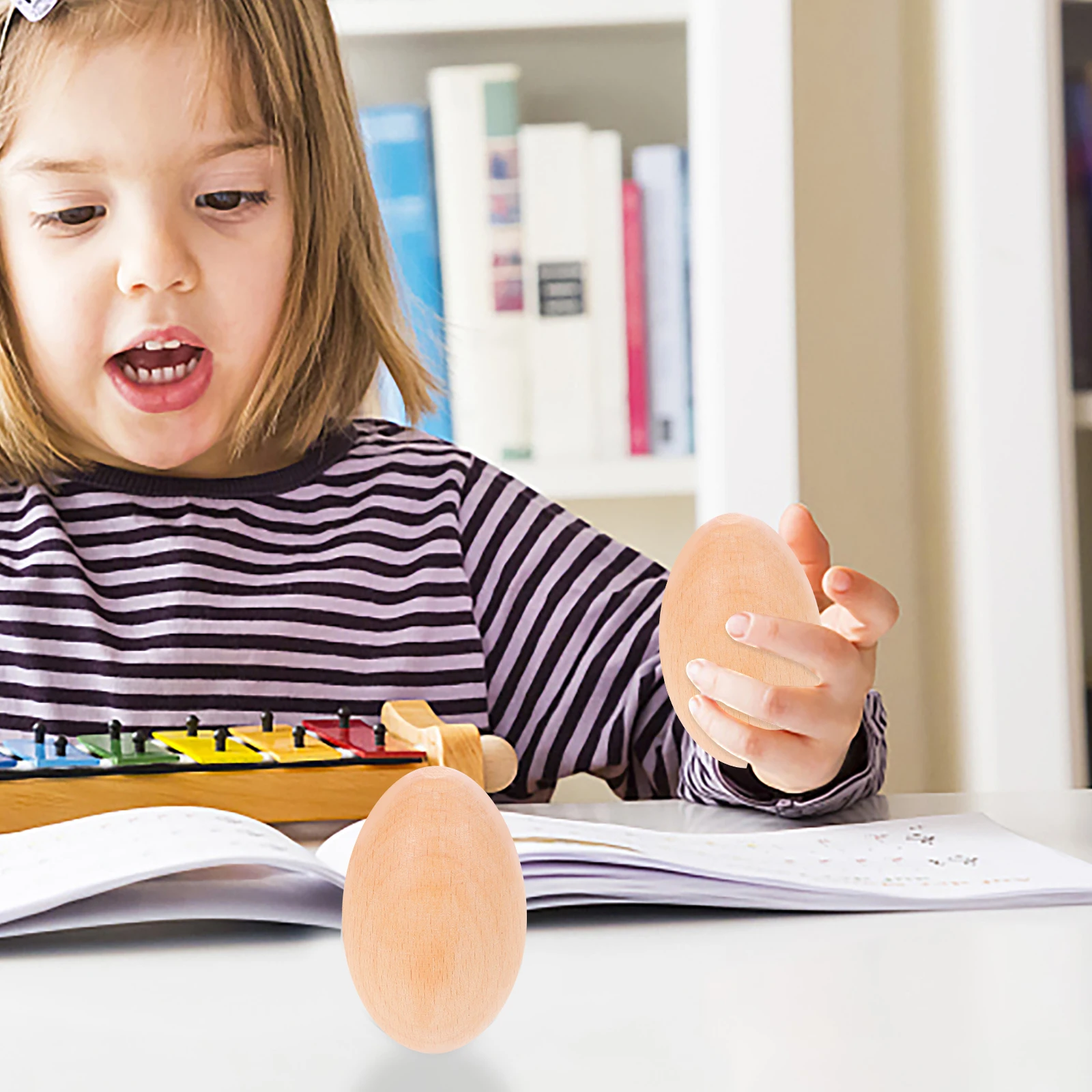 2 Pcs Wooden Sand Egg Teaching Aids Musical Toy Infant Percussion Instrument Kids Instruments Toys for Children