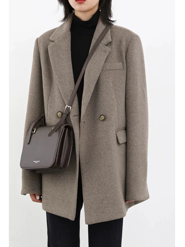CHIC VEN Fashion Women Woolen Blazer Coat Solid Double-breasted Thick Warm Female Overcoat Office Lady Tops Autumn Winter Jacket