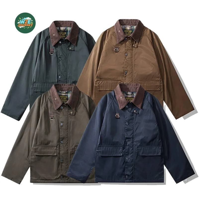 

W2EJOURNEY EU US Size Top Quality Hunter Wax Jacket Luxury Outdoor Wear Vintage Washed Fishing Work Trench Coat Barb Jacket