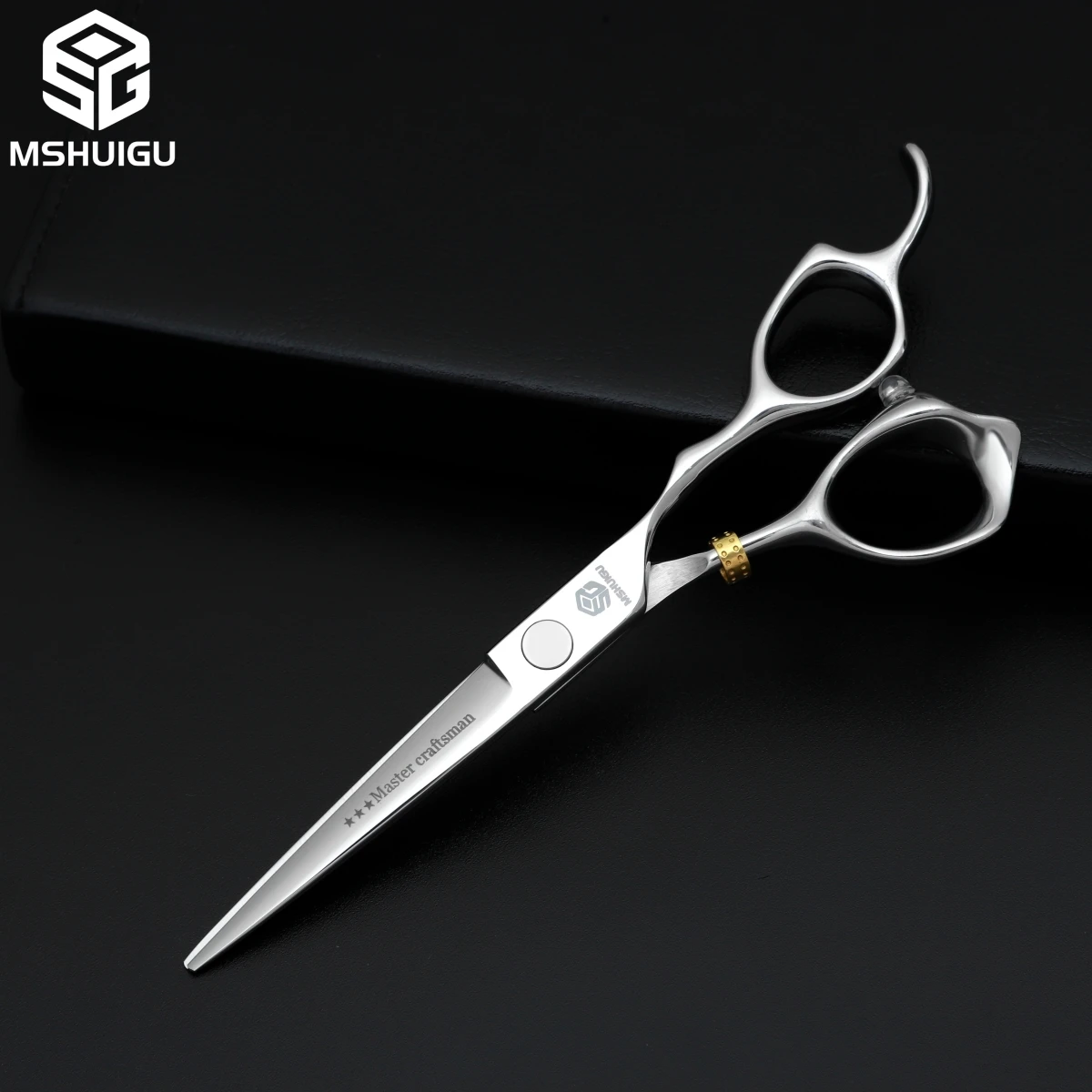 MSHUIGU 6-inch Professional Barber Scissors 440C Stainless Steel Reverse Blade Thin Hair Cutting Shears for Salon Hairdressing