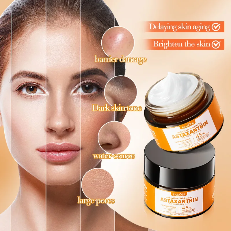 Krim Pencerah Antioksidan Astaxanthin – Hidrasi Anti Penuaan Mengurangi Flek Hitam & Kerusakan Matahari 60g