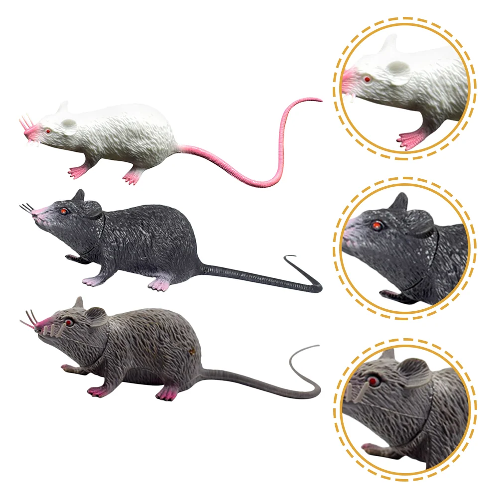 3 Pcs Simulation Mouse Fake Toys Creepy Pranks Props Tricks Mice Realistic Kids