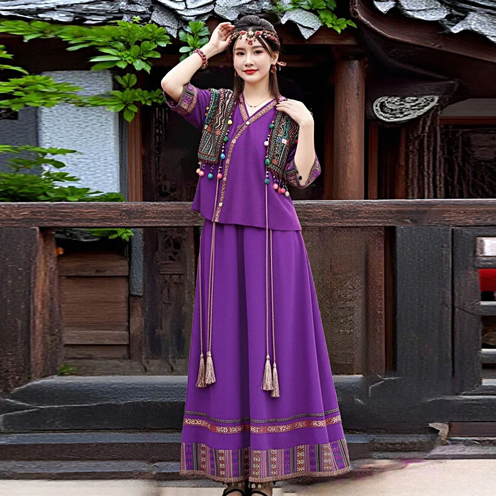 

New Ethnic Minority Clothing Qingnian Cotton Linen Yao Performance Travel Photography Miao Set Women's Fashionable Traditiona...