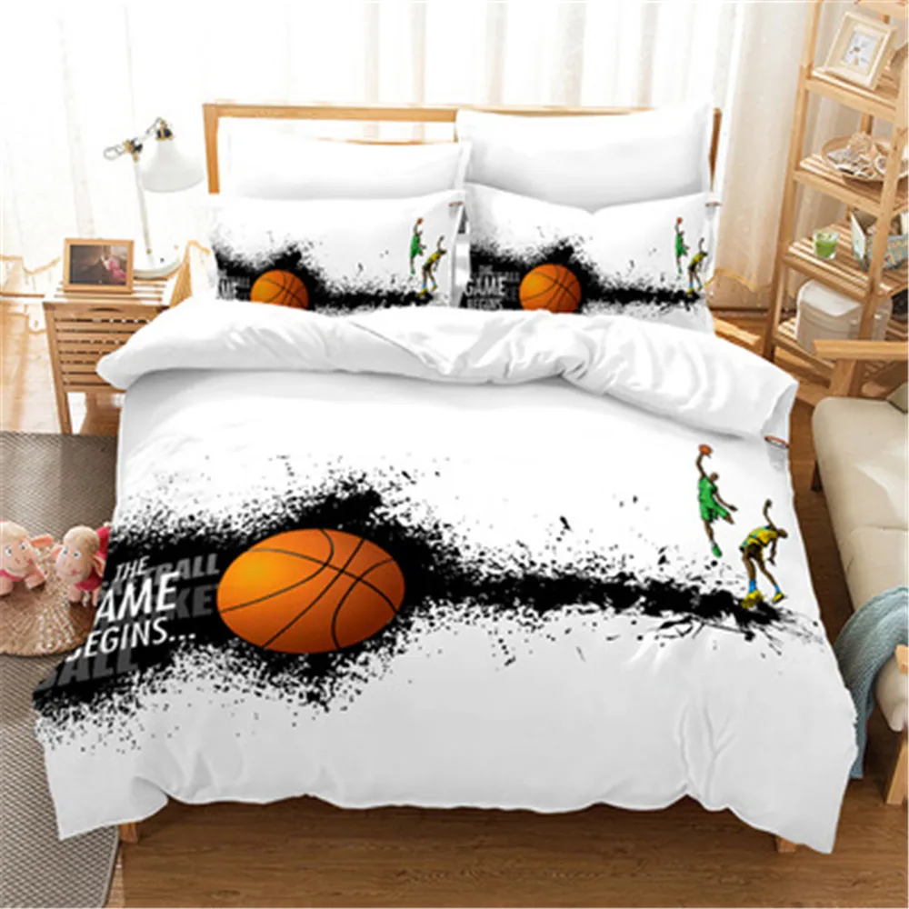 3D Basketball Bedding Set Duvet Cover with Pillowcase Popular Style 3 PCS Suit for Teenager Boys Birthday Gifts( No sheet)