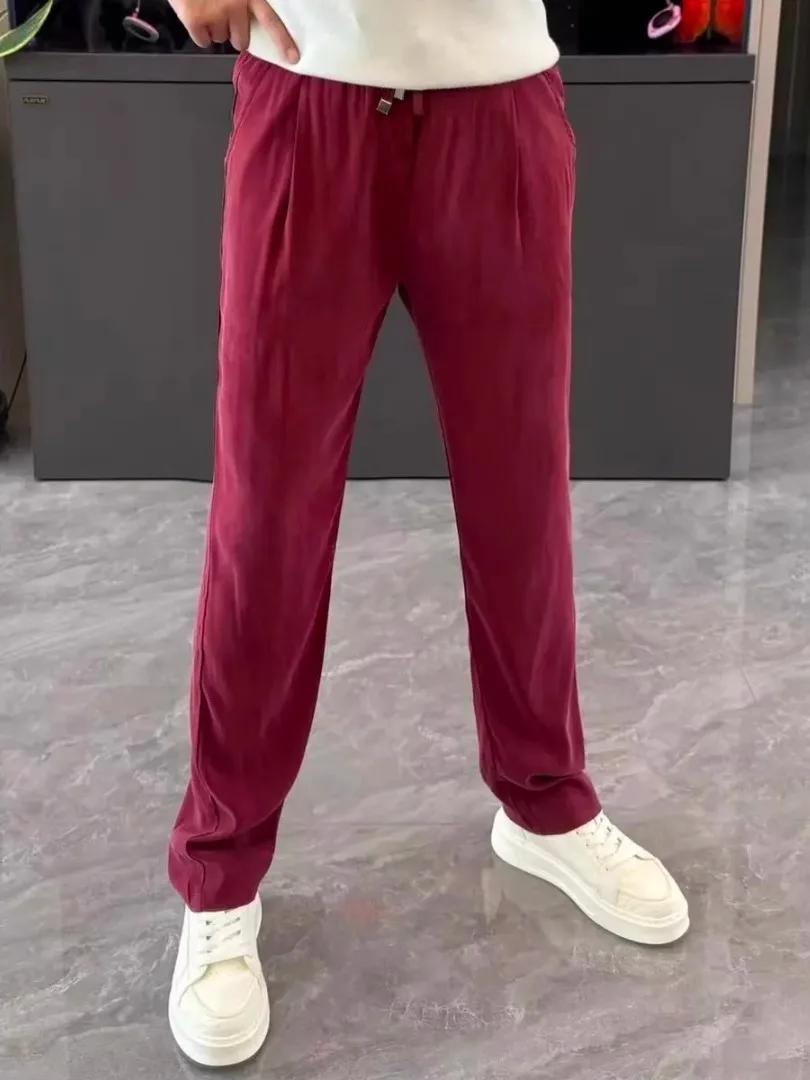 

Summer Casual Pants Men's Versatile Copper Ammonia Silk Smooth Drapey Masking Faionable High Quali Busin Straight Leg
