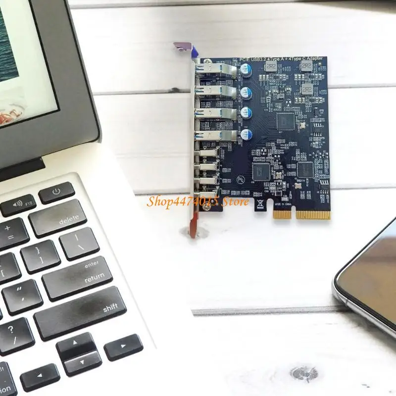 K1AA PCIE إلى 4 USB 3.2 و 4 TYPE C بطاقة توسيع المنفذ C ، التحكم ASM1142 ، 10 جيجابت في الثانية