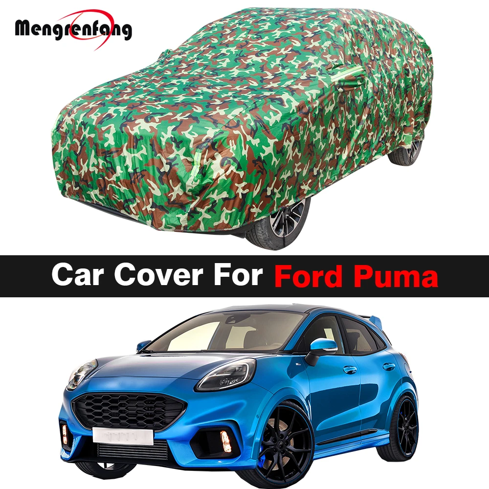 Camouflage Car Cover For Ford Puma Outdoor Sun Shade Anti-UV Rain Snow Wind Prevent Auto Cover Waterproof