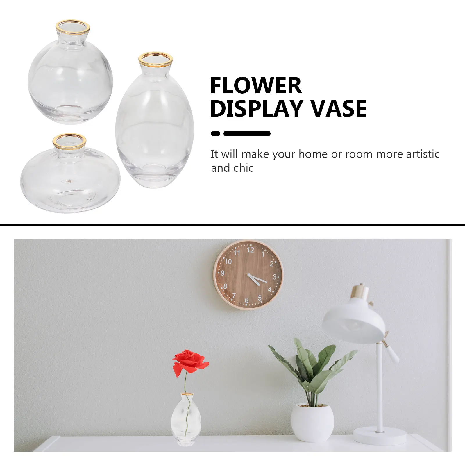 

3Pcs Glass Flower Vase Creative Simple Hydroponics Holder Flower Arrangement Display Decorative Ornament Glass Vase